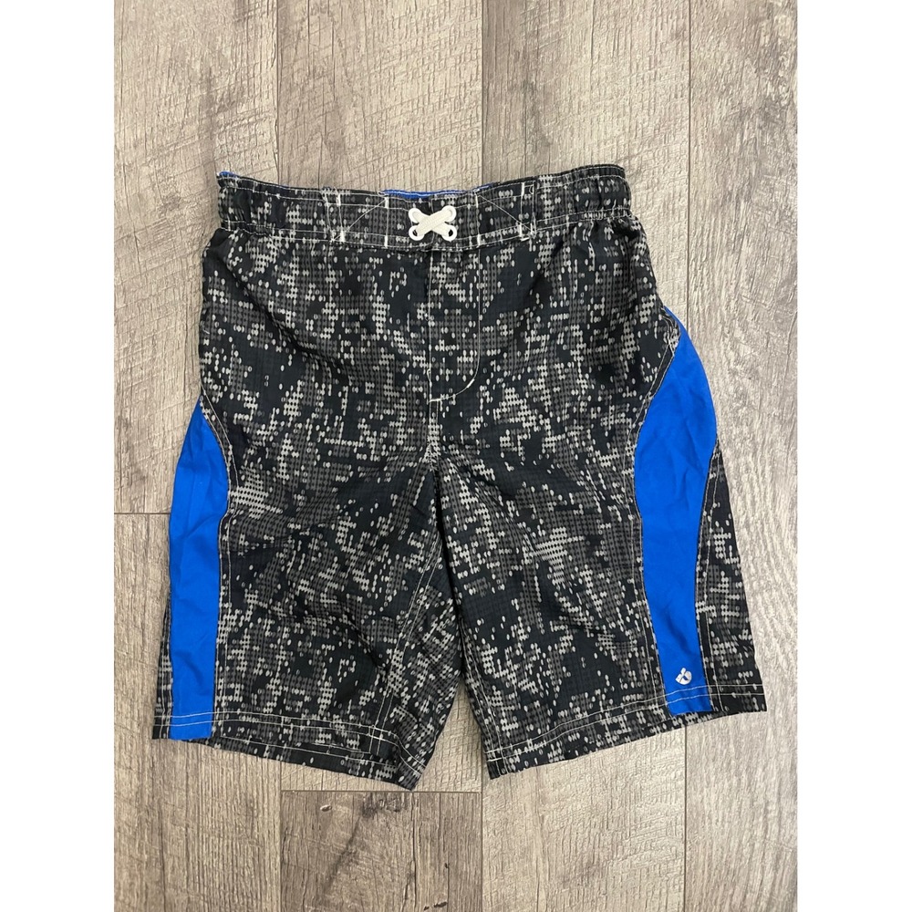 Xersion Boys Board Shorts Swim Trunks Black Blue Digital Print Size M‎ 10/12